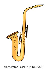Saxophone line icon. Musical instrument for jazz. Colored style design. Flat vector illustration isolated on white background.