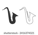 Saxophone line icon set graphic element Illustration template design vector