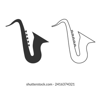 Saxophone line icon set graphic element Illustration template design vector