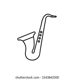 Saxophone line icon. Vector illustration for your web site mobile logo app UI design.