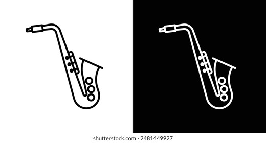 Saxophone line icon vector illustration set.