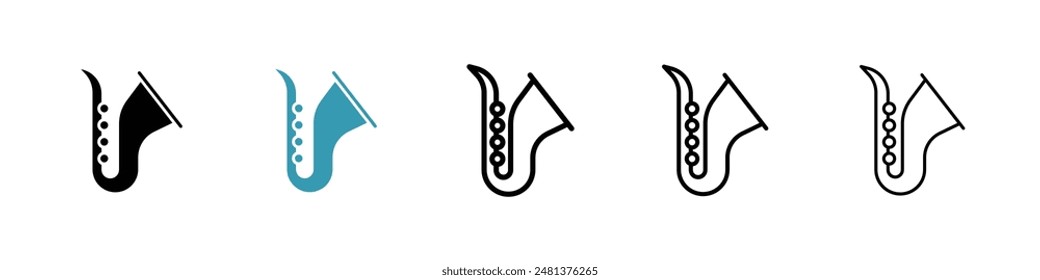 Saxophone line icon vector set.