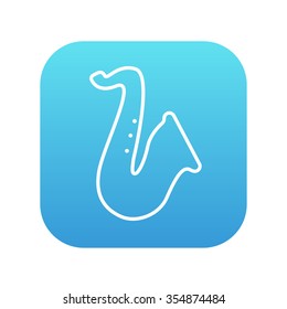 Saxophone line icon for web, mobile and infographics. Vector white icon on the blue gradient square with rounded corners isolated on white background.