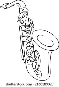 saxophone  line vector illustration isolated on white background