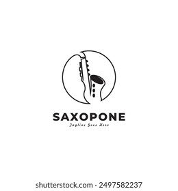 Saxophone logo design. Country music logo with saxophone icon logo