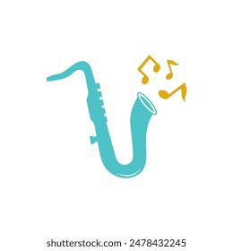 Saxophone logo icon flat design