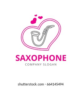 Saxophone Logo , Music logo , Saxophone Icon, Love Music Logo