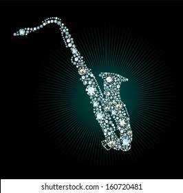 saxophone made of shiny diamonds