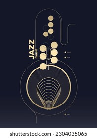 Saxophone. Modern graphic design Jazz Music poster and album template. Vector Illustration.