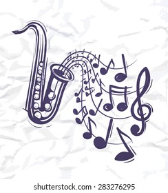 saxophone music concept sketch style vector illustration