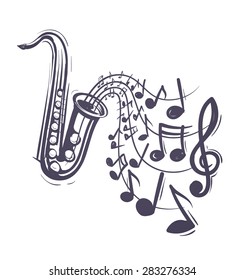 Saxophone Music Concept Sketch Style Vector Stock Vector Royalty Free