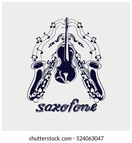 saxophone music concept sketch style vector illustration