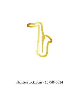 Saxophone Music Entertainment in golden vector icon on a white background
