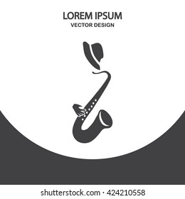 Saxophone music icon on the background