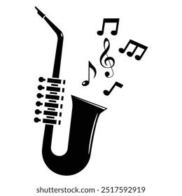 Saxophone Music icon silhouette isolated on white background