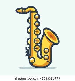 saxophone music instrument flat color vector illustration template design