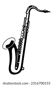 Saxophone. Music instrument icon. Outline vector clipart isolated on white.