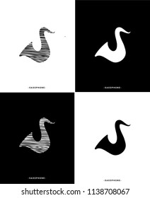 Saxophone Music Instrument line Black and White Background Illustration