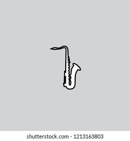 Saxophone music instrument line icon, outline vector sign.