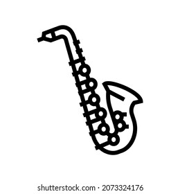 saxophone music instrument line icon vector. saxophone music instrument sign. isolated contour symbol black illustration