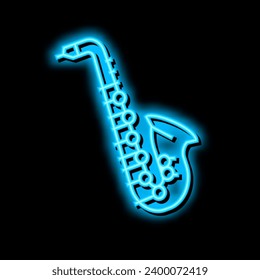 instrumento de música saxofón neon light sign vector. ilustración de instrumentos de música saxofónica