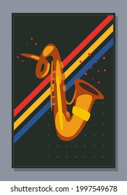 saxophone music instrument on colored banner