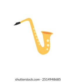 Instrumento de música saxofônica sobre fundo branco isolado. Saxofone icon.Vetor ilustração desenho animado estilo plano