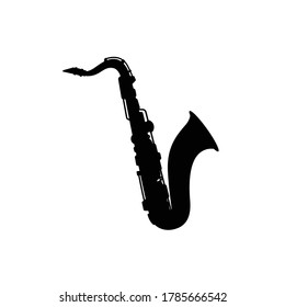 Saxophon-Musikinstrument Silhouette, Vektorgrafik auf weißem Hintergrund