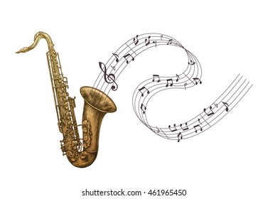 Saxophone music, jazz vector illustration