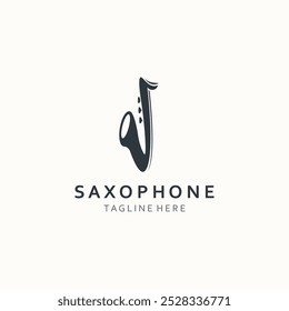 Saxophone music logo design simple modern and minimalist illustration