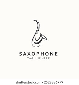 Saxophone music logo design simple modern and minimalist illustration