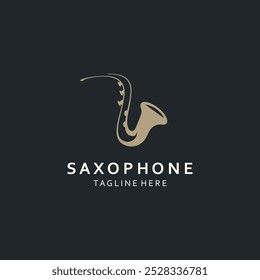 Saxophone music logo design simple modern and minimalist illustration
