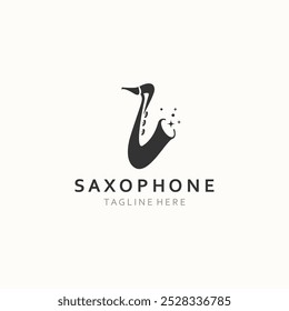 Saxophone music logo design simple modern and minimalist illustration