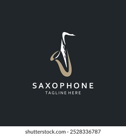 Saxophone music logo design simple modern and minimalist illustration