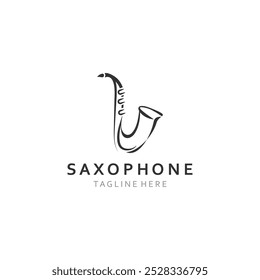 Saxophone music logo design simple modern and minimalist illustration