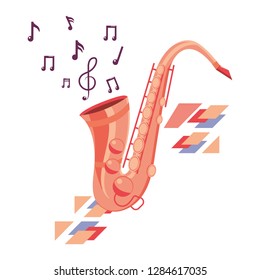 saxophone with music notes