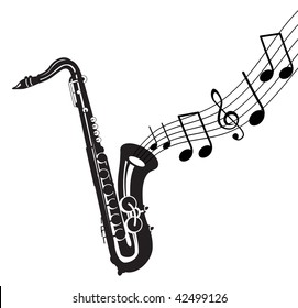 saxophone with music notes