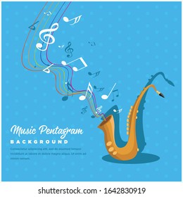 Saxophone and music notes on poster illustration