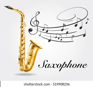 Saxophone   music notes poster illustration