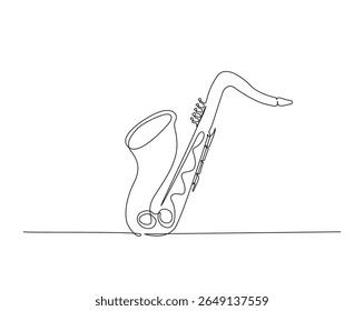 Saxofone música esboço desenho ilustração. um desenho de linha contínua de saxofone.