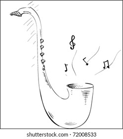 Saxophone Music Tool Sketch Illustration