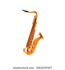 Saxophone, music wind instrument vector Illustration on a white background