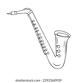 The saxophone a musical instrument. hand drawn Color vector illustration isolated on a white background