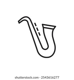 Saxophone musical instrument icon Flat line illustration