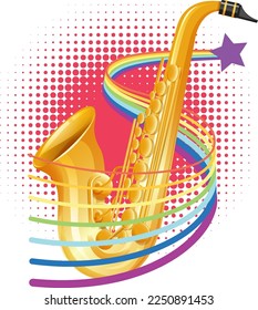 Saxophone musical instrument isolated illustration