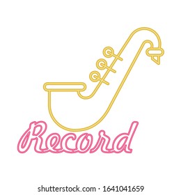 saxophone musical instrument neon lights vector illustration design