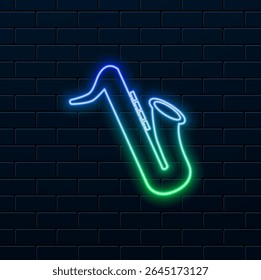 Saxophone musical instrument sketch style. neon style. Silhouette vector saxophone icon..