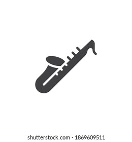 Saxophone musical instrument vector icon. Wind instrument saxophone filled flat sign for mobile concept and web design. glyph icon. Symbol, logo illustration. Vector graphics
