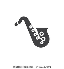 Saxophone musical instrument vector icon. filled flat sign for mobile concept and web design. Saxophone glyph icon. Symbol, logo illustration. Vector graphics