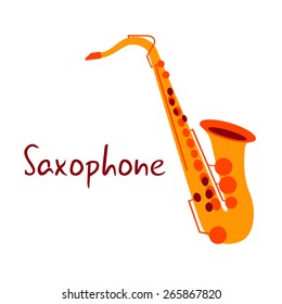 Saxophone musical instrument vector. Tenor saxophone. 